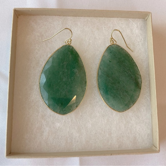 Anthropologie Jewelry - Women’s Anthropologie Gold and Green Gemstone Earrings
